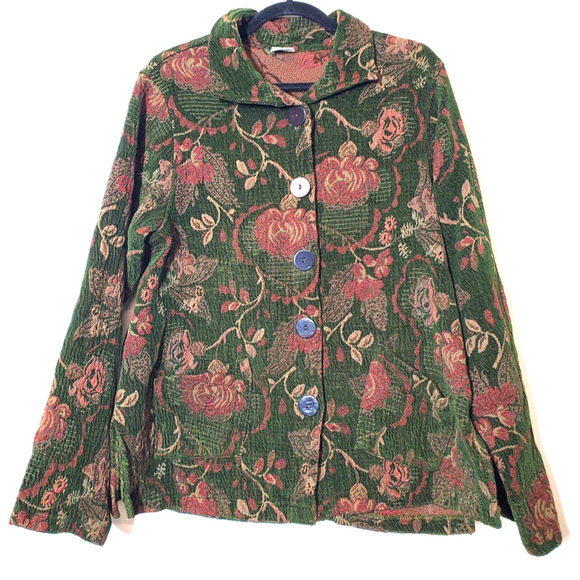 CMC Color Me Cotton Brocade Womens XL Jacket Jacquard Tapestry Floral Coat Art - Picture 9 of 9